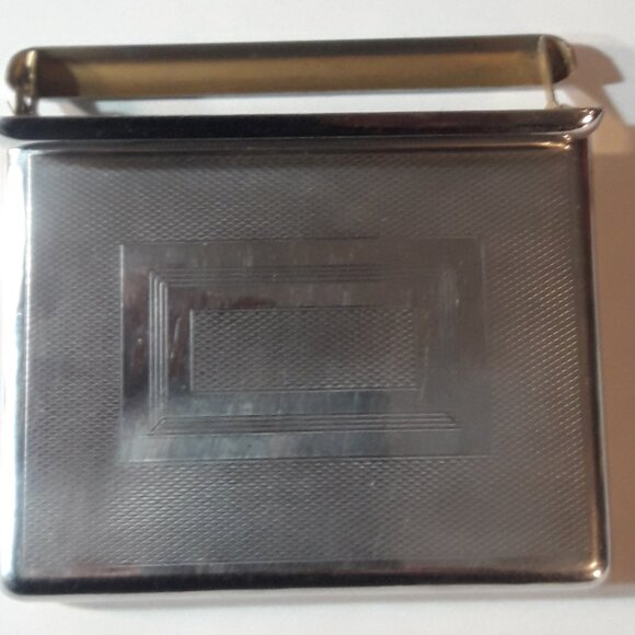Unique Art Deco Cigarette Case 1920s? Unusual Split Top Chrome Vintage Antique - Picture 5 of 8